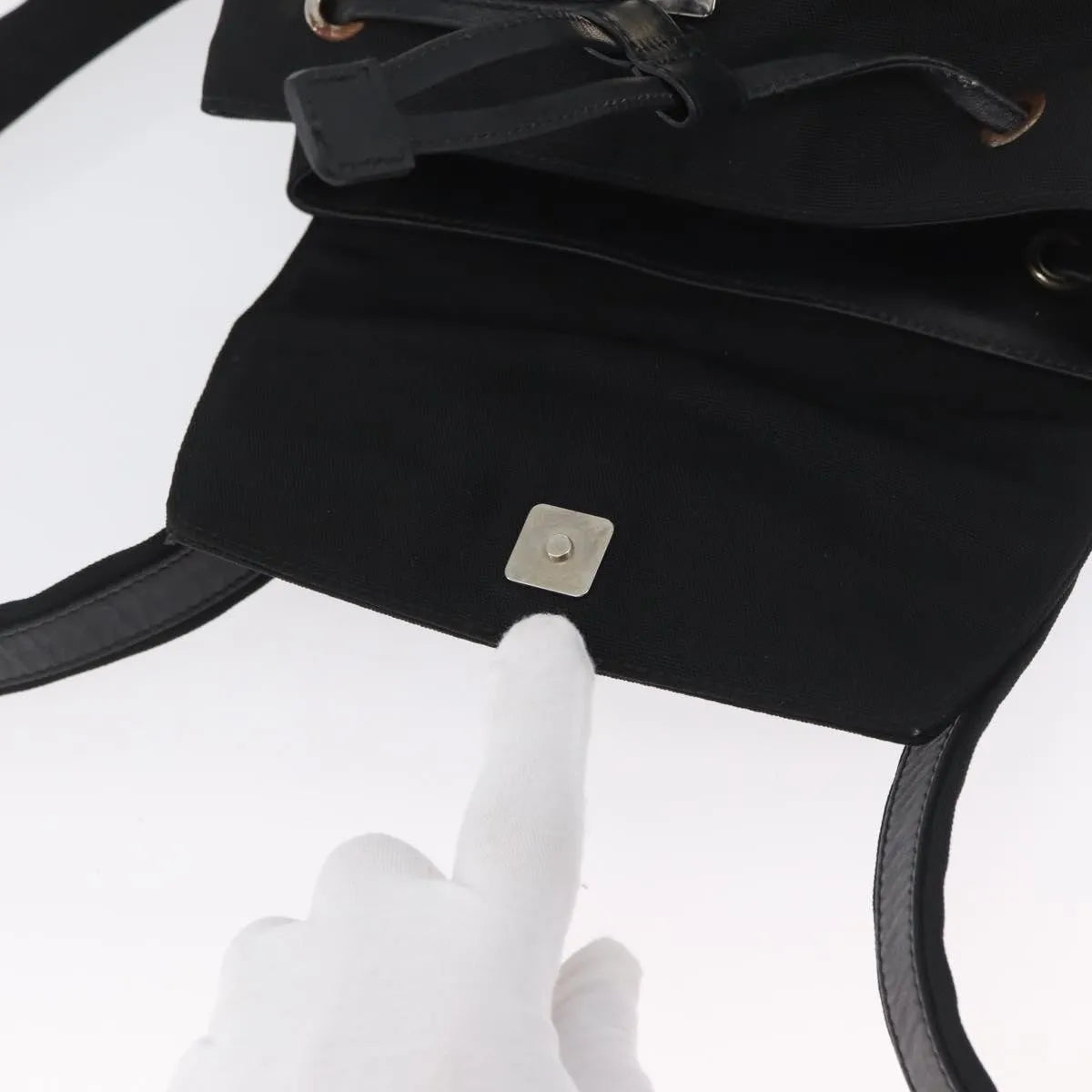 Gucci Vintage Flap Nylon, Black, Nylon, Backpack