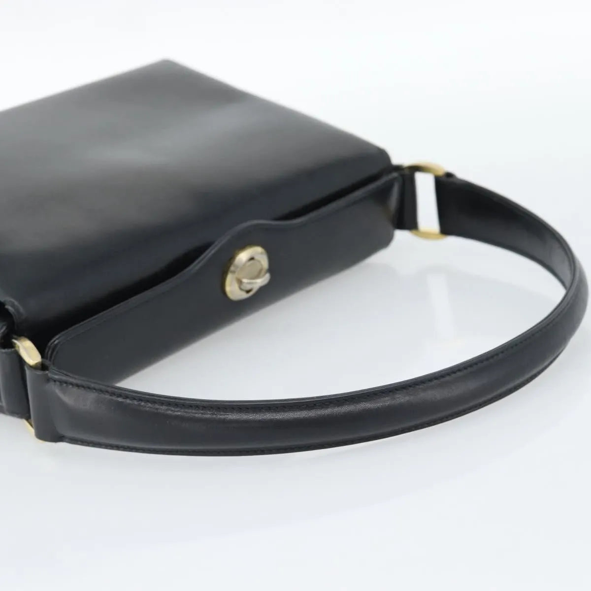 Gucci Vintage Convertible Box Leather, Black, Leather, Handbag
