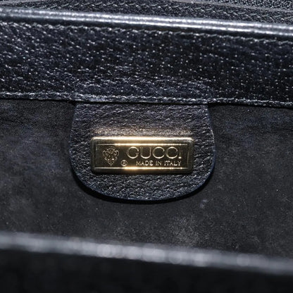 Gucci Vintage Convertible Bamboo Box Leather, Black, Leather, Handbag