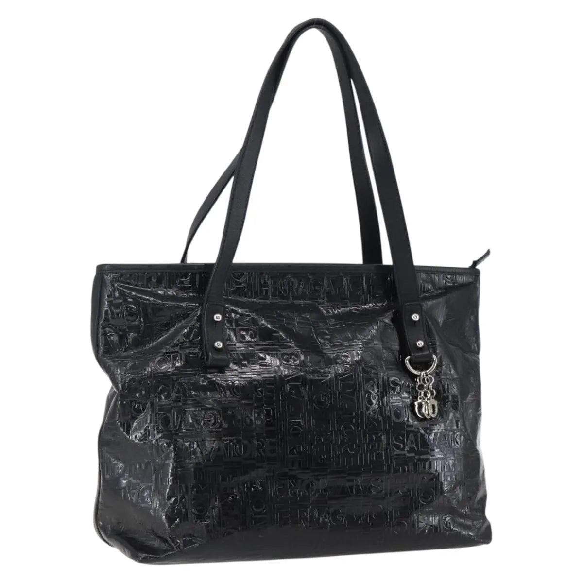 Salvatore Ferragamo Vintage Patent Leather, Black, Patent Leather, Tote Bag