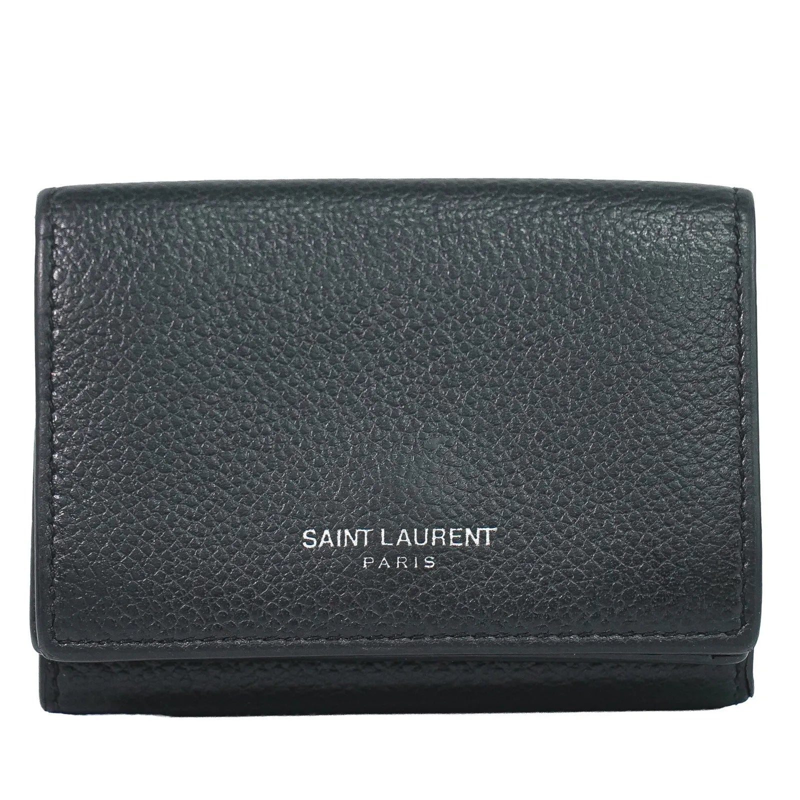 Saint Laurent Compact Matelasse Leather, Black, Leather, Wallet