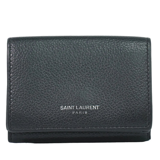 Saint Laurent Compact Matelasse Leather, Black, Leather, Wallet