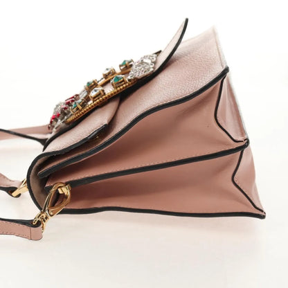 Miu Miu Madras Crystal Buckle Leather, Pink, Leather, Shoulder Bag