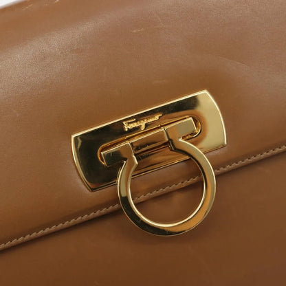 Salvatore Ferragamo Gancini Leather, Brown, Leather, Shoulder Bag