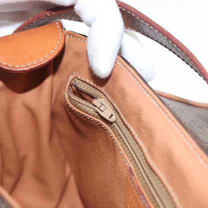 Celine Vintage Macadam Canvas, Brown, Canvas, Shoulder Bag