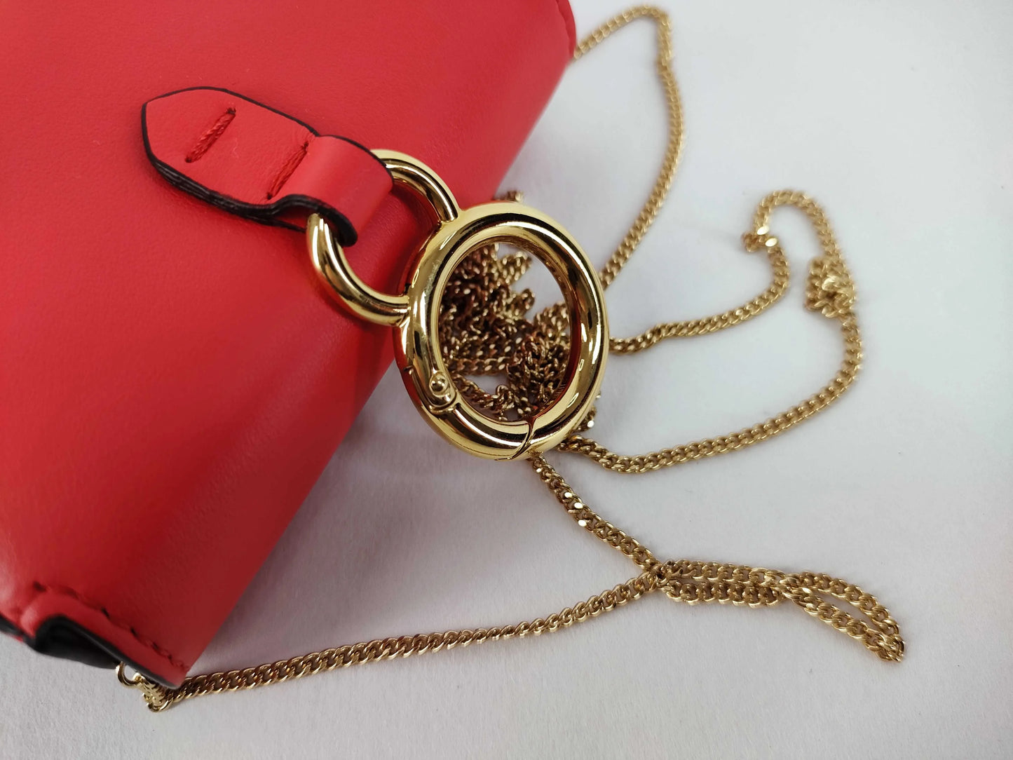Fendi Baguette Bag Charm Leather, Red, Leather, Clutch