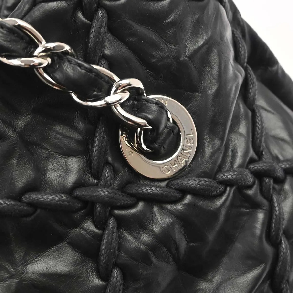 Chanel Ultra Stitch Chain Tote Quilted Calfskin, Black, Leather, Tote Bag