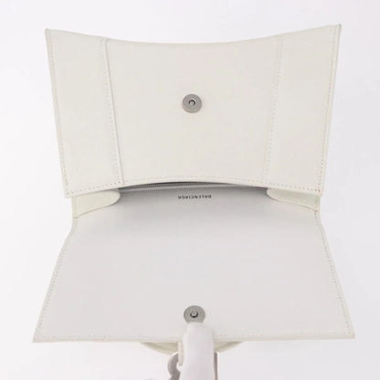 Balenciaga Hourglass Top Handle Leather, White, Leather, Handbag