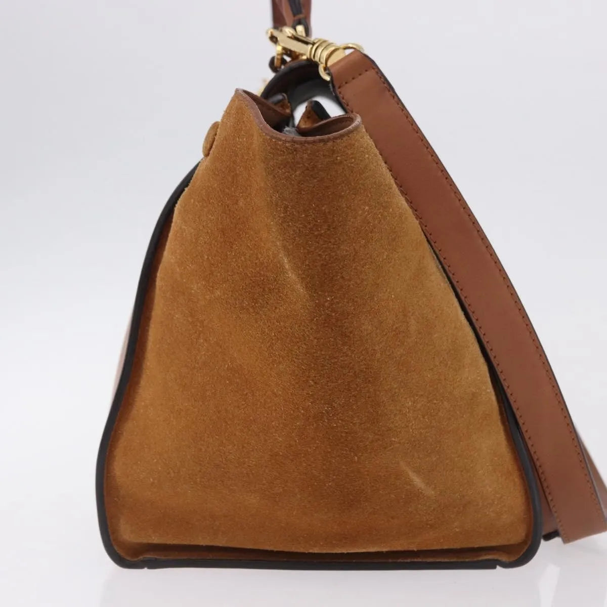 Celine Trapeze Leather, Brown, Leather, Handbag