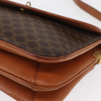 Celine Vintage Macadam Canvas and Leather, Brown, Canvas, Shoulder Bag