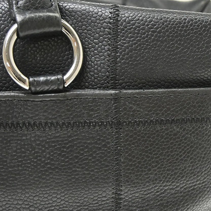 Chanel Square Stitch CC Boston Quilted Caviar, Black, Leather, Handbag