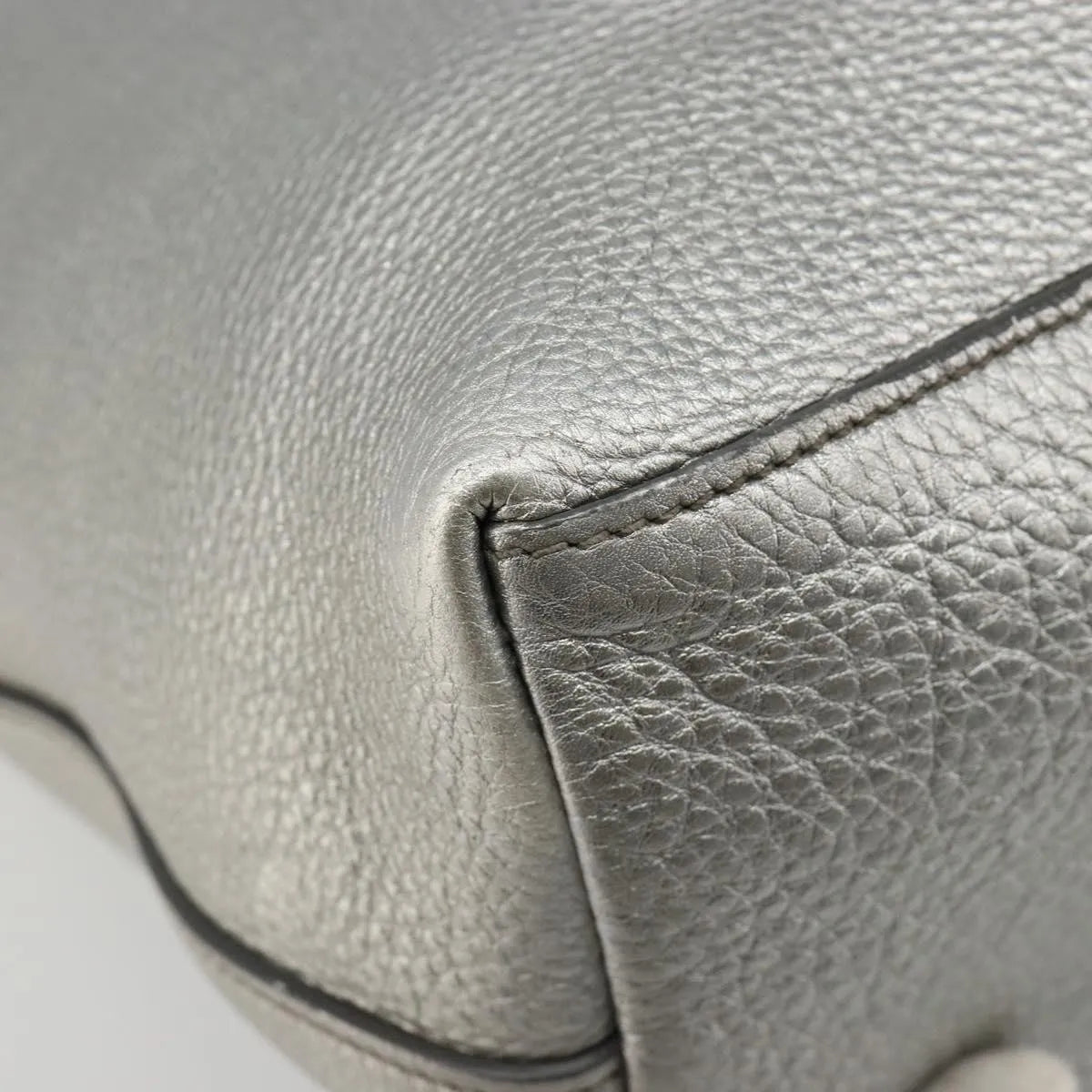 Prada Vintage Tote Leather, Silver, Leather, Tote Bag
