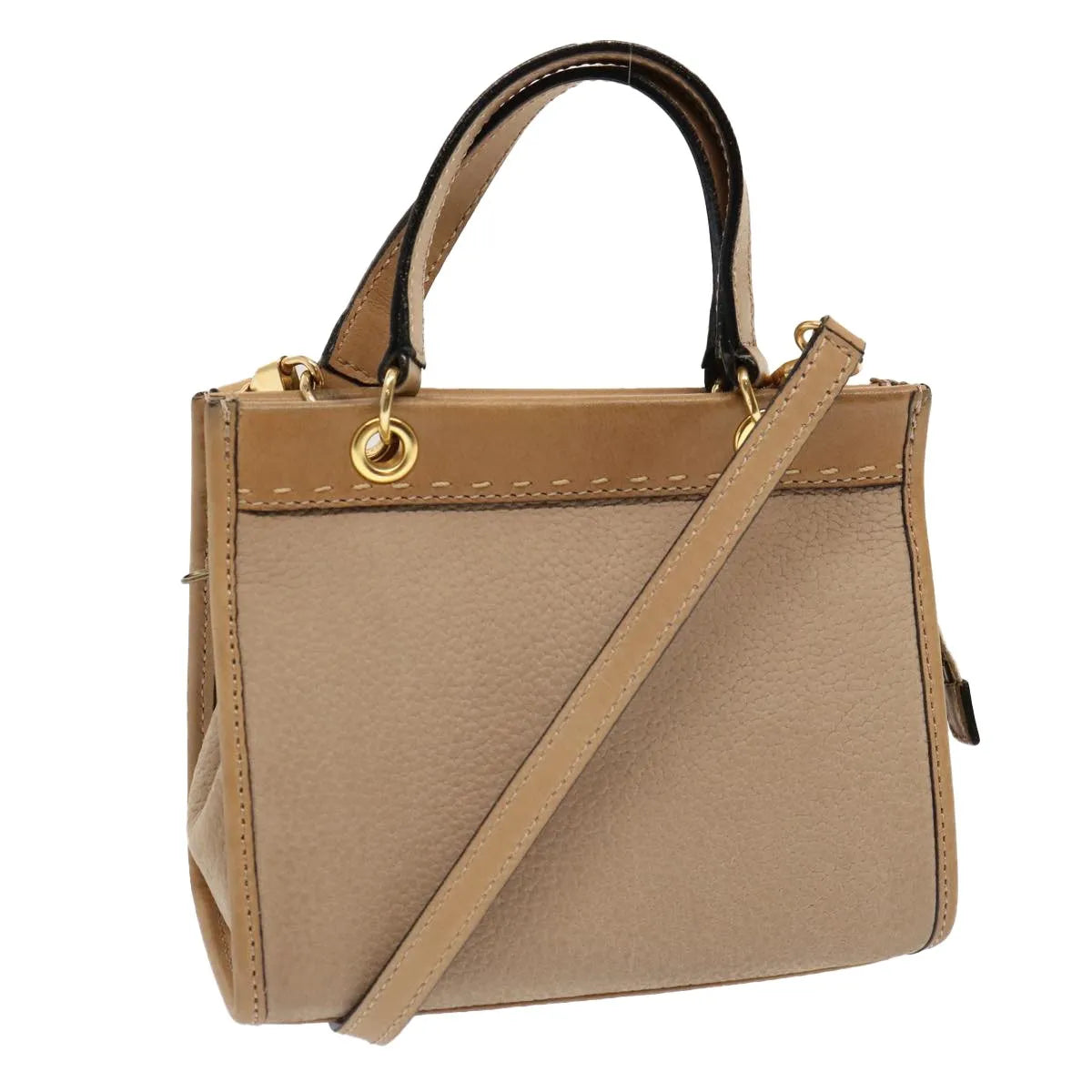 Celine vintage Leather, Beige, Leather, Handbag