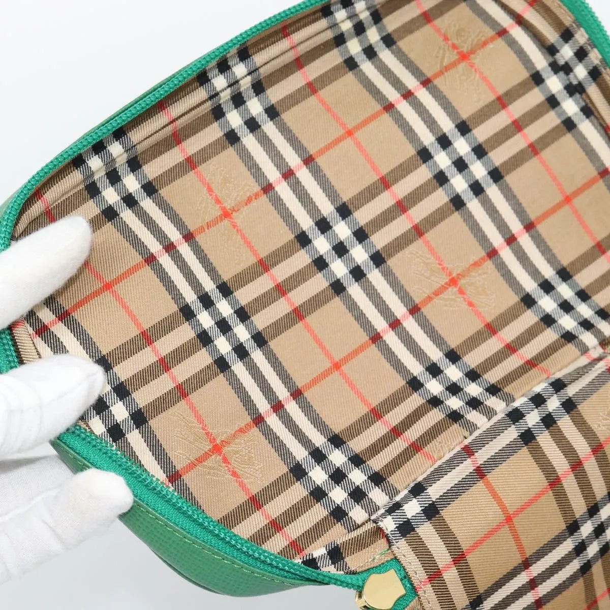 Burberry Vanity Leather, Green, Leather, Clutch