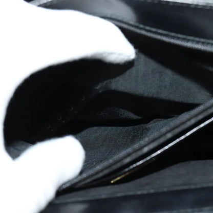 Gucci Vintage Flat Messenger Nylon and Leather, Black, Leather, Shoulder Bag