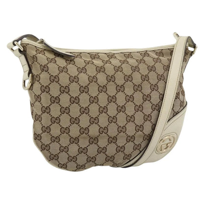 Gucci Britt Half Moon Hobo GG Canvas, Beige, Canvas, Shoulder Bag