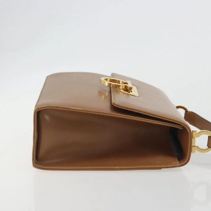 Salvatore Ferragamo Gancini Leather, Brown, Leather, Shoulder Bag