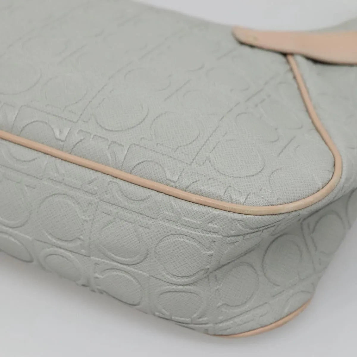 Salvatore Ferragamo Gancini Leather, Gray, Leather, Shoulder Bag