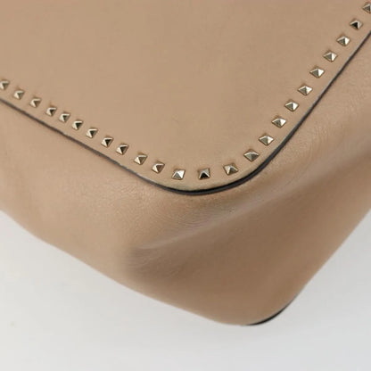 Valentino Garavani Convertible Zip Satchel Leather with Micro Rockstuds, Beige, Leather, Handbag