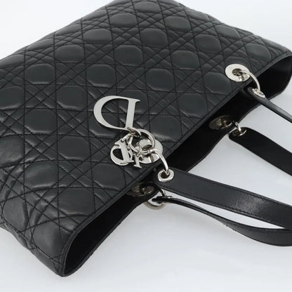 Christian Dior Vintage Lady Dior Tote Cannage Quilt Lambskin, Black, Leather, Tote Bag