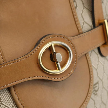 Christian Dior Vintage Honeycomb Canvas and Leather, Beige, Canvas, Shoulder Bag