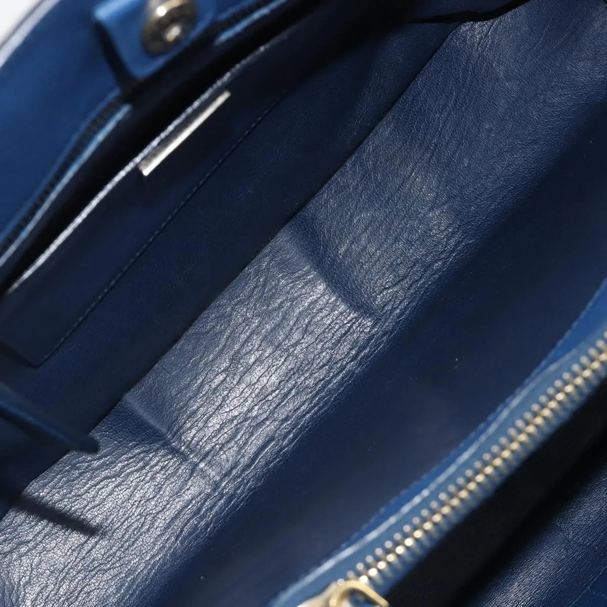 Prada Cuir Promenade Front Zip Tote Leather, Blue, Leather, Handbag
