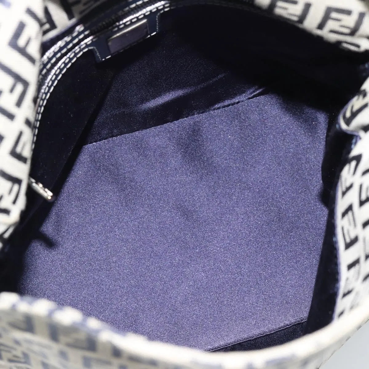 Fendi Zucchino Canvas Mamma Baguette canvas, Navy, Canvas, Shoulder Bag