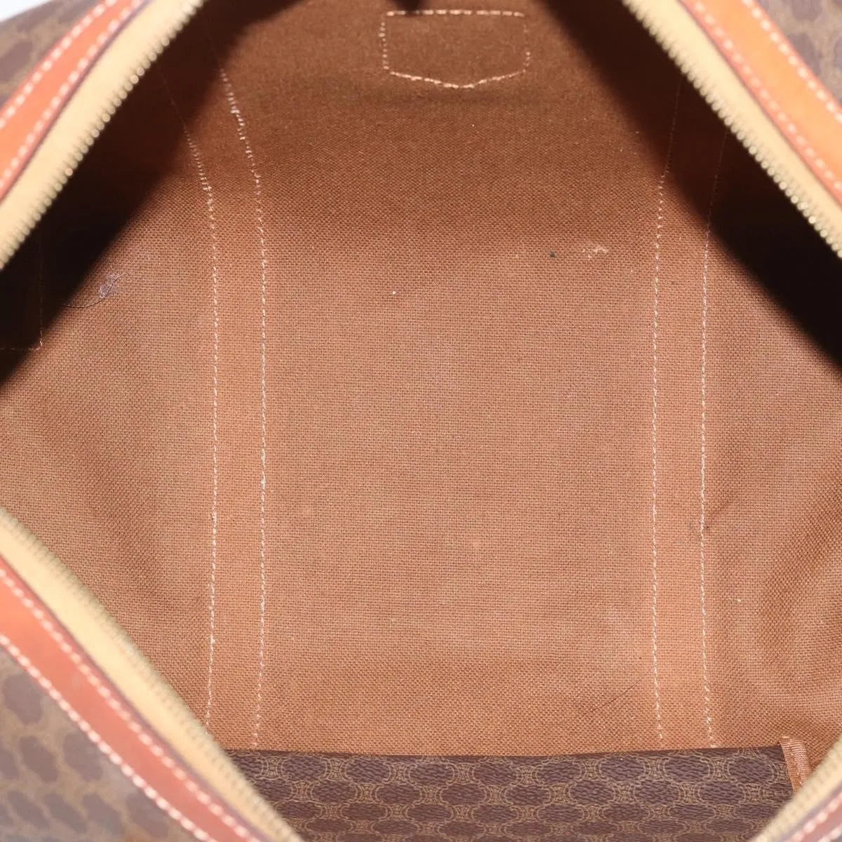 Celine Vintage Macadam Boston Canvas and Leather, Brown, Canvas, Handbag