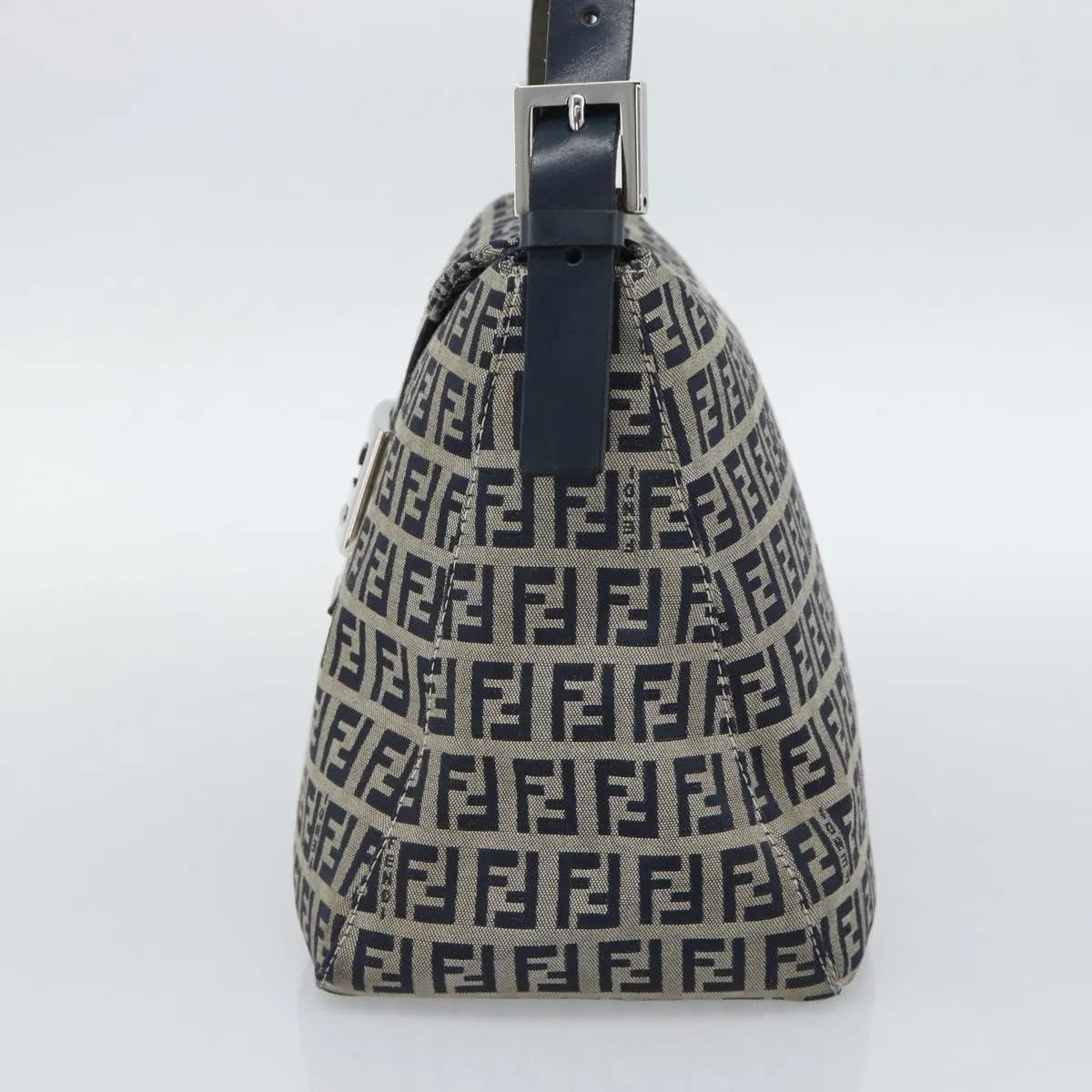 Fendi Zucchino Canvas Mamma Baguette canvas, Navy, Canvas, Shoulder Bag