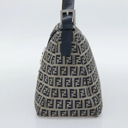 Fendi Zucchino Canvas Mamma Baguette canvas, Navy, Canvas, Shoulder Bag