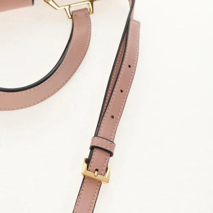 Miu Miu Madras Crystal Buckle Leather, Pink, Leather, Shoulder Bag