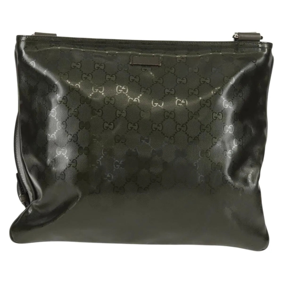 Gucci Zip Top Messenger GG Imprime, Khaki, Canvas, Shoulder Bag