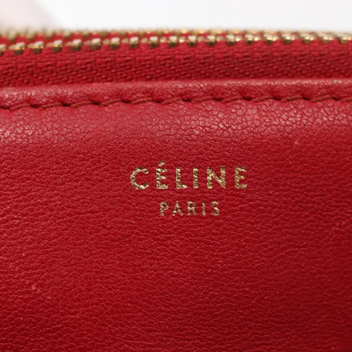 Celine Trio Leather, Red, Leather, Shoulder Bag