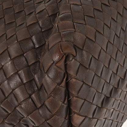 Bottega Veneta Belted Handle Tote Intrecciato Nappa, Brown, Leather, Tote Bag