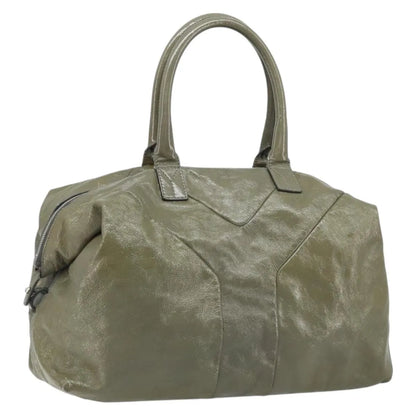 Saint Laurent Easy Y Satchel Patent, Khaki, Patent Leather, Handbag