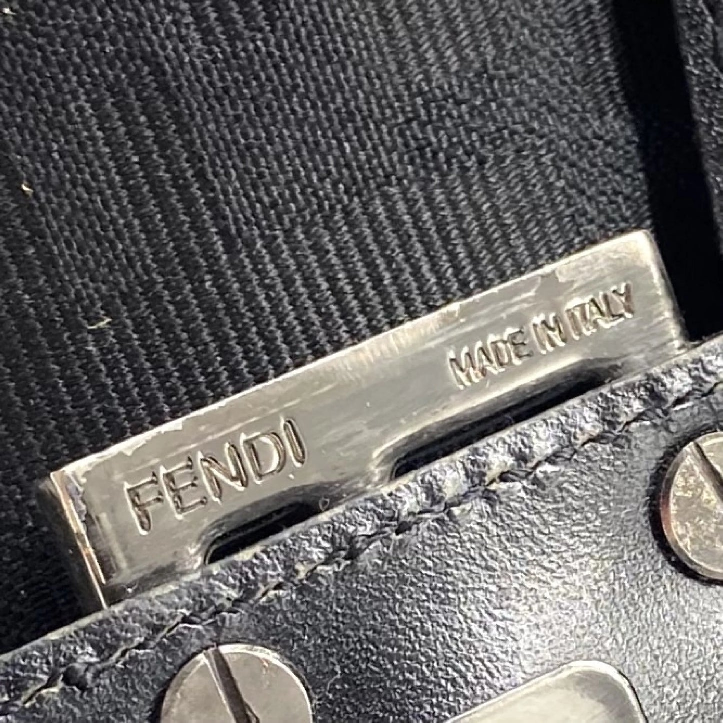 Fendi Mamma Baguette Canvas, Black, Canvas, Handbag