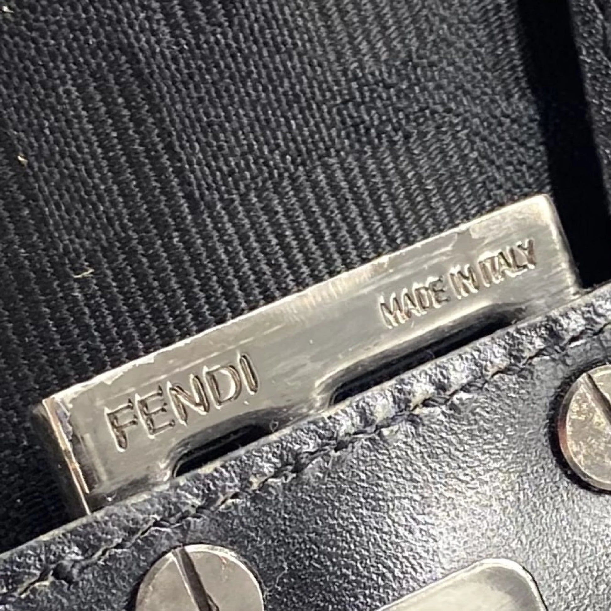 Fendi Mamma Baguette Canvas, Black, Canvas, Handbag