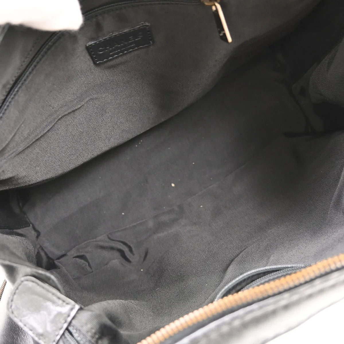 Chanel Surpique Zip Around Satchel Quilted Leather, Black, Leather, Handbag