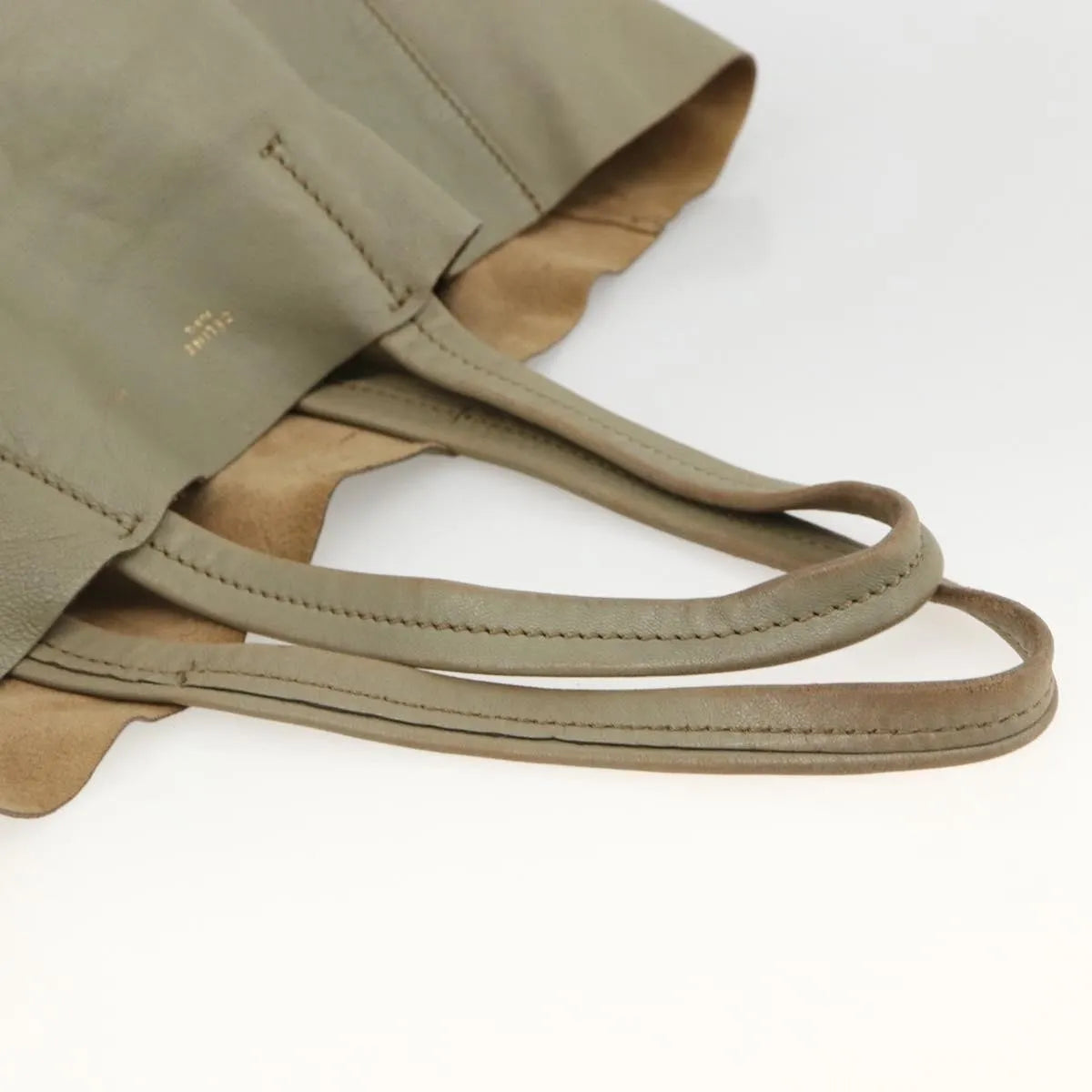 Celine Vertical Bi-Cabas Tote Leather, Beige, Leather, Tote Bag