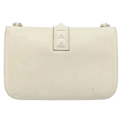 Valentino Garavani Glam Lock Leather, White, Leather, Shoulder Bag
