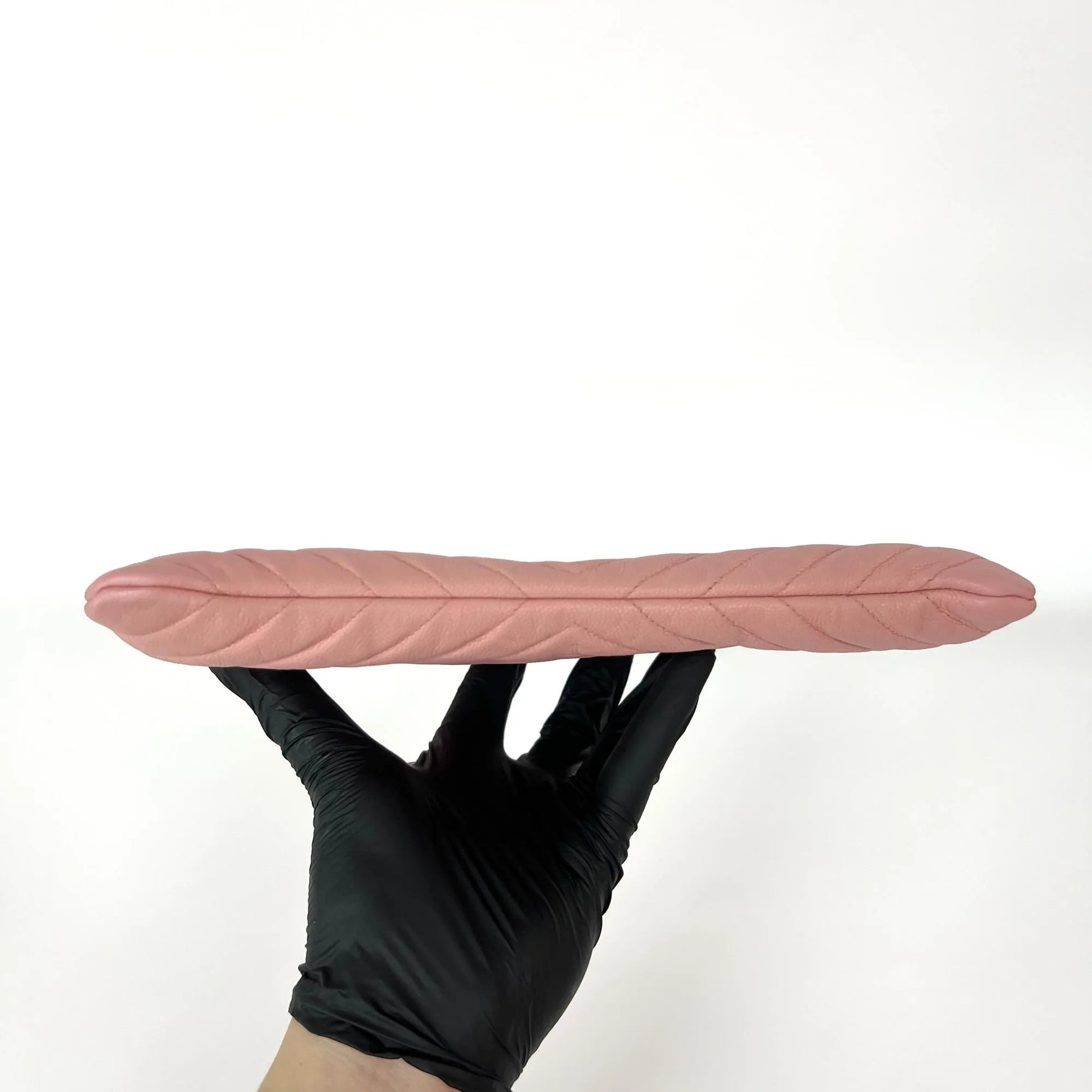 Chanel O Case Clutch Chevron Caviar, Pink, Leather, Clutch