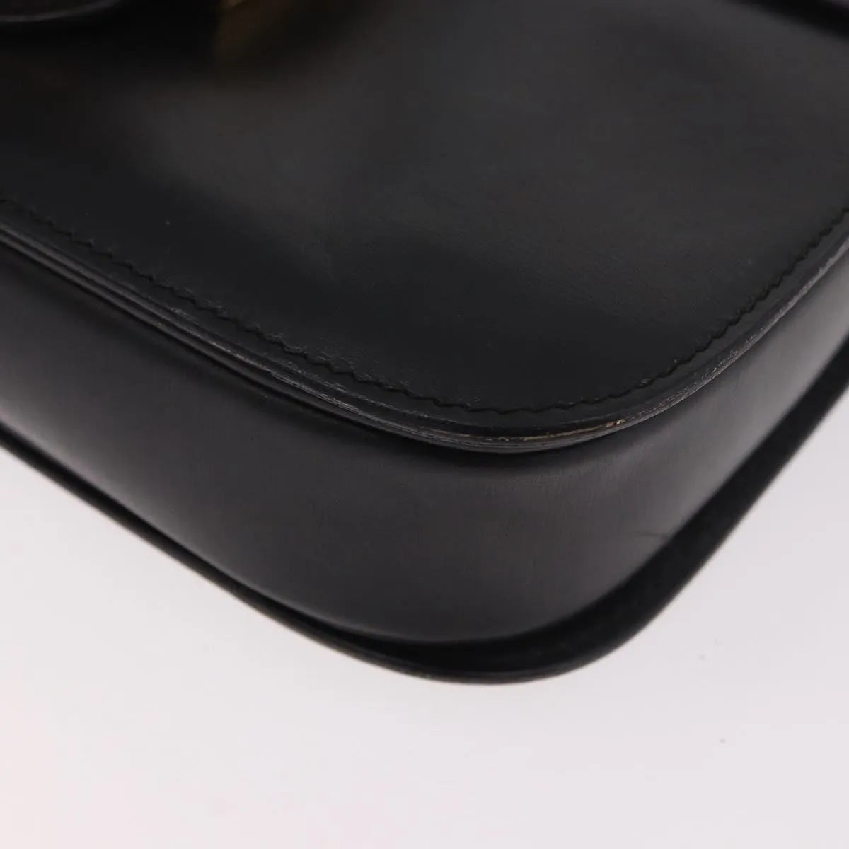 Celine Vintage Circle Logo Leather, Black, Leather, Shoulder Bag