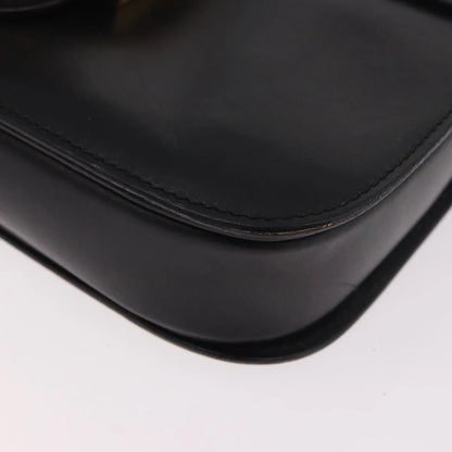 Celine Vintage Circle Logo Leather, Black, Leather, Shoulder Bag