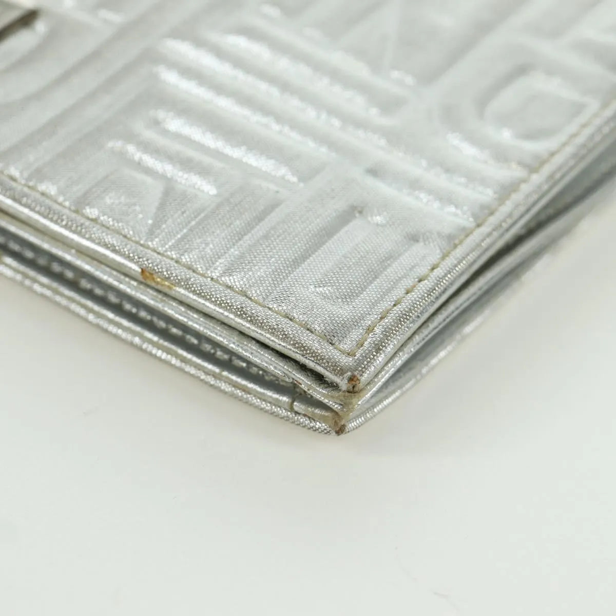 Fendi Wallet on Chain Logo Embossed Leather, Silver, Leather, Wallet