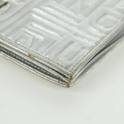Fendi Wallet on Chain Logo Embossed Leather, Silver, Leather, Wallet