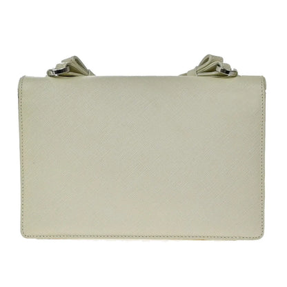 Salvatore Ferragamo Gancini Leather, White, Leather, Shoulder Bag