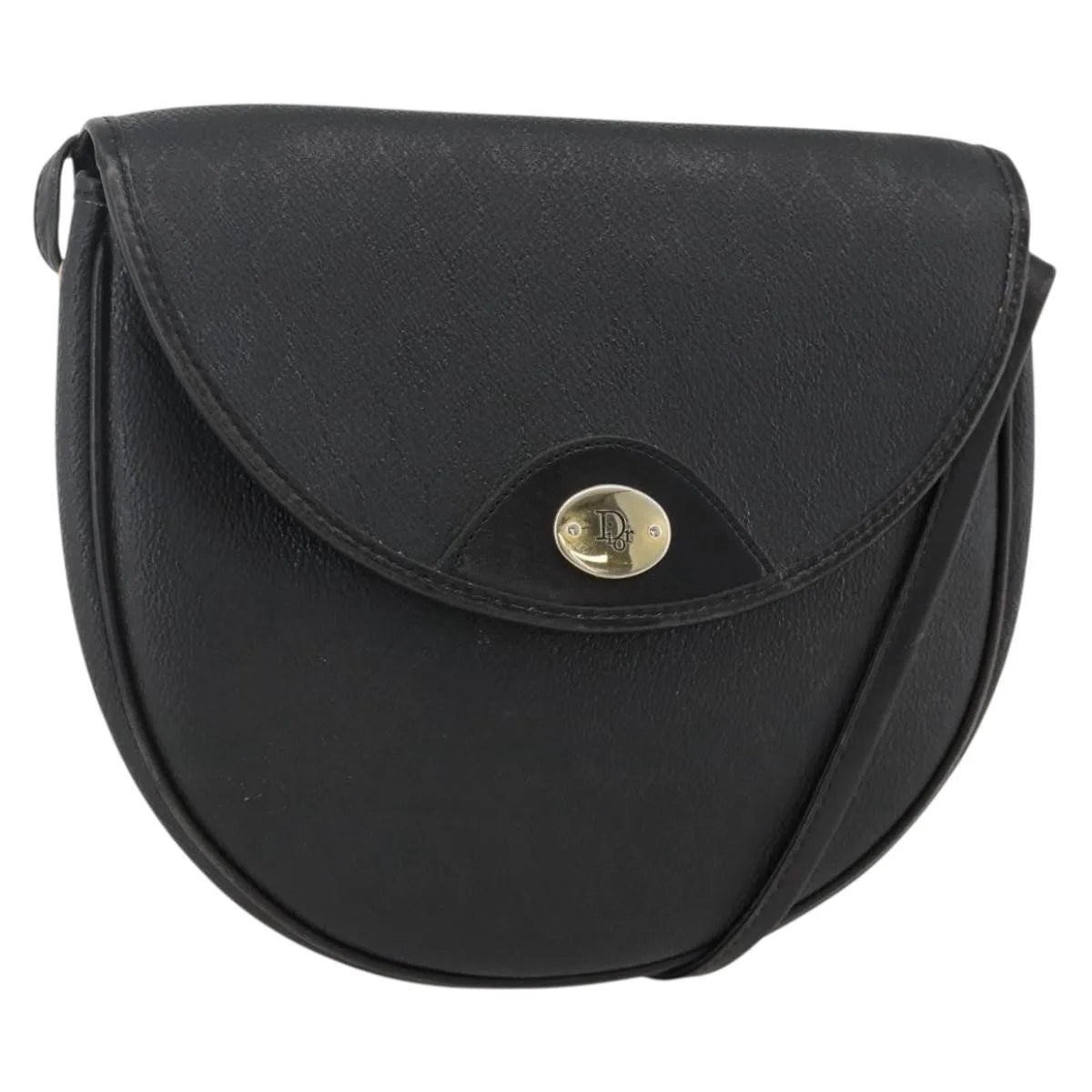 Christian Dior Vintage Honeycomb Flap Coated Canvas, Black, Canvas, Shoulder Bag