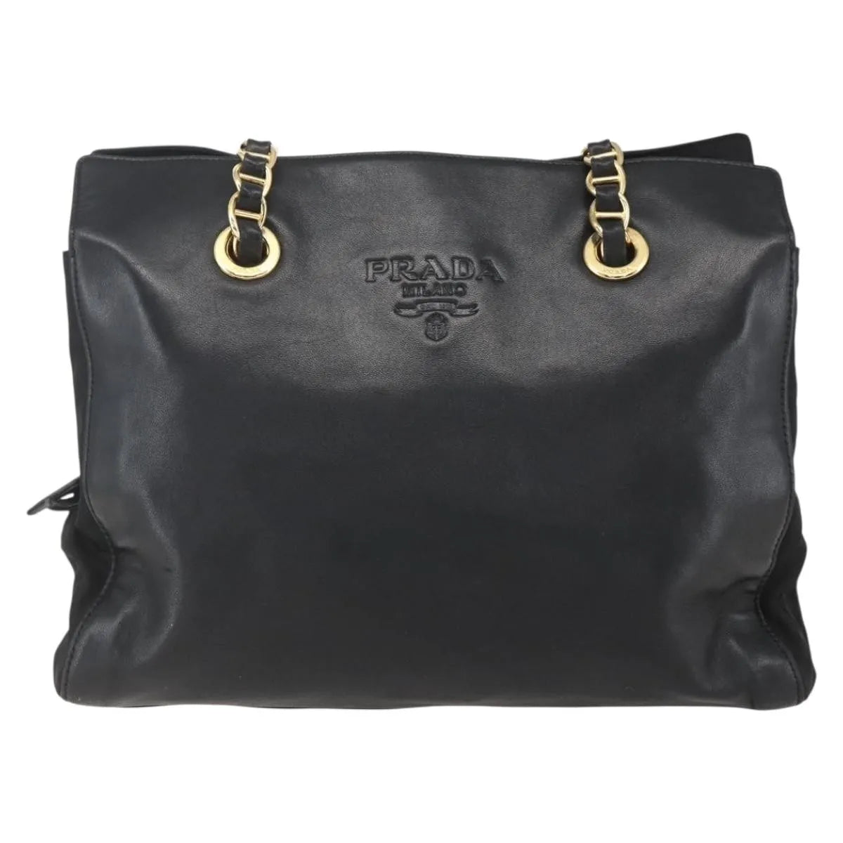 Prada Shoulder Leather, Black, Leather, Shoulder Bag