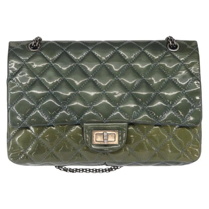 Chanel Reissue 2.55 Flap Quilted Patent, Green, Metal, Shoulder Bag