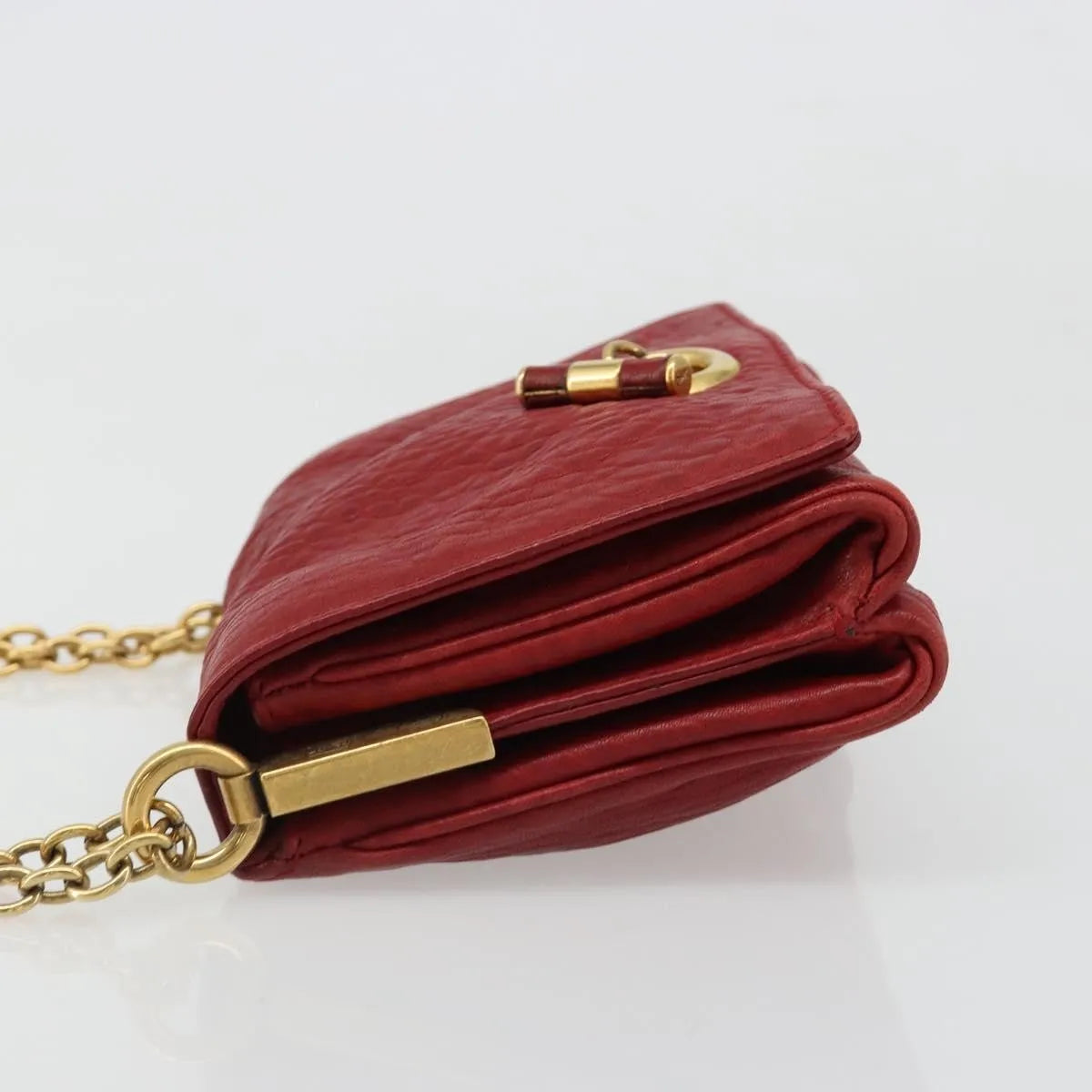 Saint Laurent Chain Leather, Red, Leather, Shoulder Bag